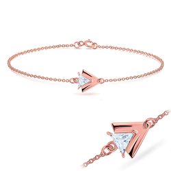 Rose Gold Plated CZ Triangle Silver Bracelet BRS-429-RO-GP